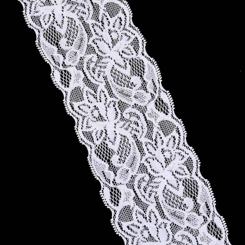 AIETSYEI Elastic Lace Trim 10 Yards White Ribbon Floral Pattern Stretchy Fabric for Sewing, Garment, DIY Crafts and Gift Wrapping - Image 4